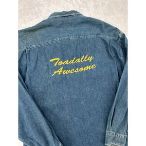Quickreflex Vintage Denim Shirt XL Toadally Awesome Tickled Toad Pub Grill Blue